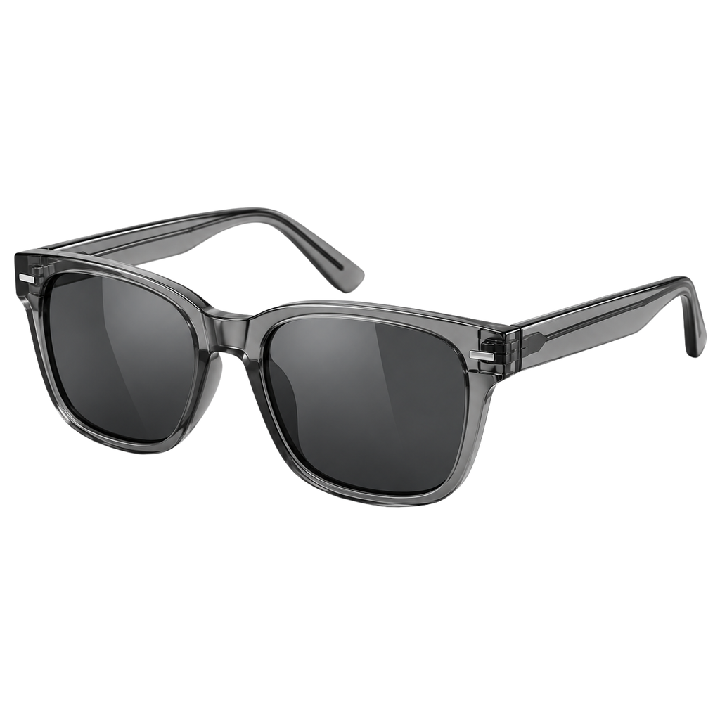 Premium Square Sunglasses – Transparent Smoke Grey | CEROVAN