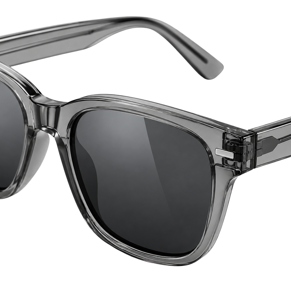 Premium Square Sunglasses – Transparent Smoke Grey | CEROVAN