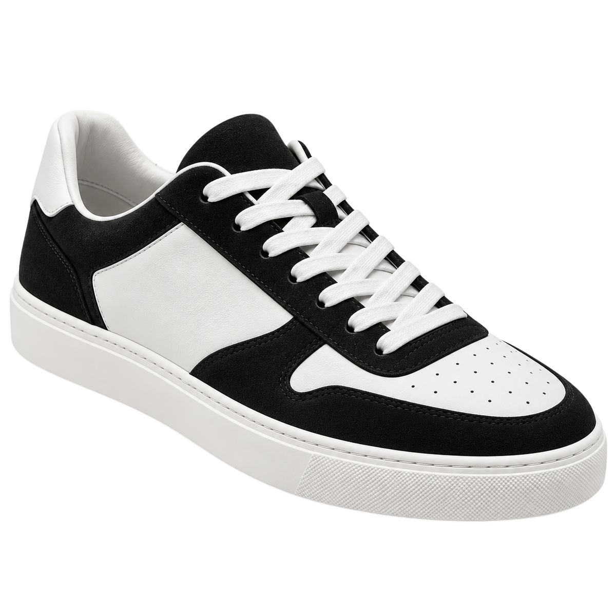 Premium Leather & Suede Trainers – Black & White | CEROVAN