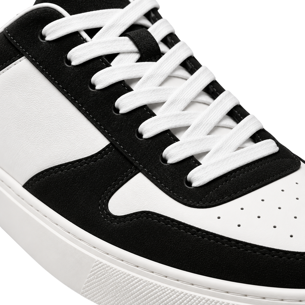 Premium Leather & Suede Trainers – Black & White | CEROVAN