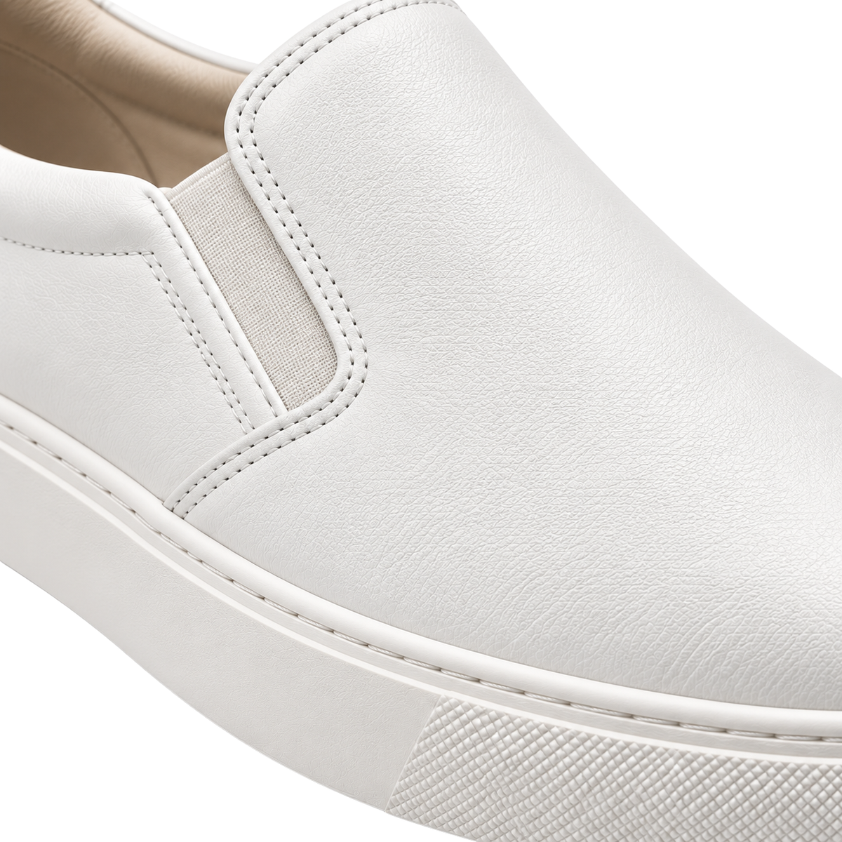 Premium Leather Slip-On Trainers – Pure White | CEROVAN