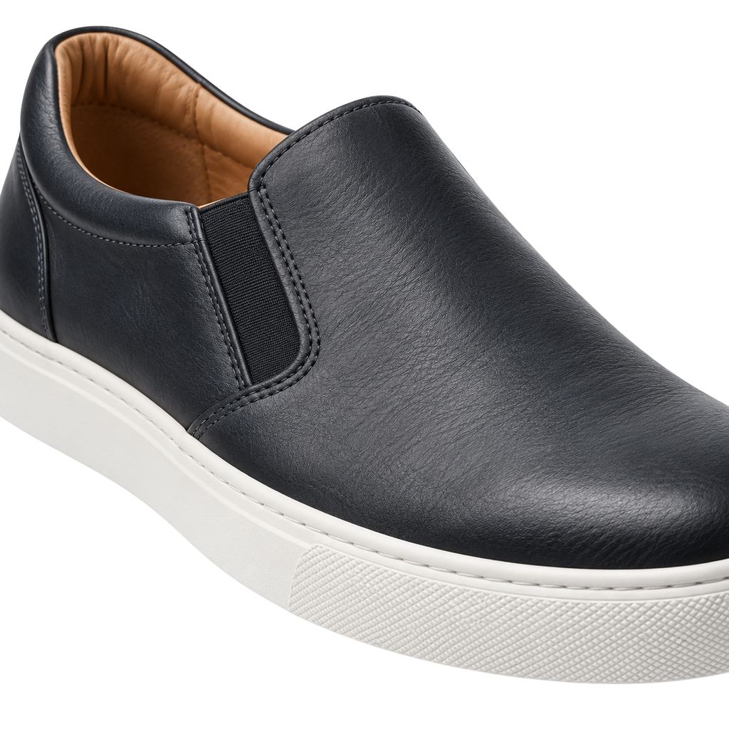 Premium Leather Slip-On Trainers – Classic Black | CEROVAN